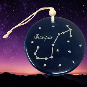 NEW Artisan Zodiac SCORPIO Hanging Ornament Glazed Pottery Astrology Celestial